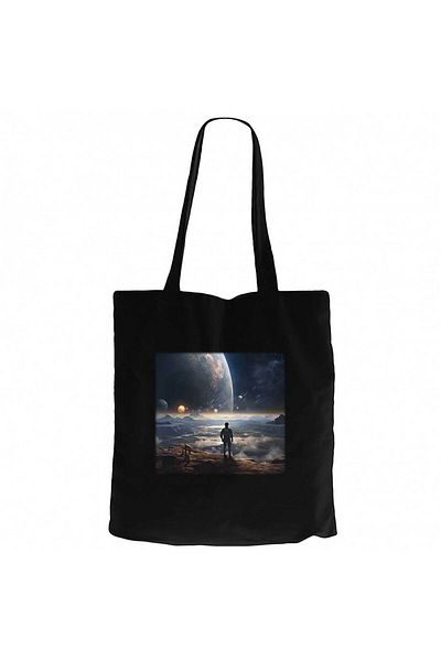 Z zepplin Space Museum Black Canvas Tote Bag