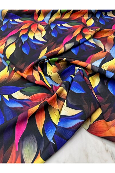 ipekkumaş Yaprak Desen Elbiselik Gömleklik Krep Kumaş Ürünümüz Adet Olarak Sa...