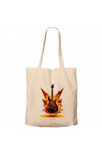 Z zepplin Κλασική κιθάρα Yellow Fire Cream Canvas Tote Bag