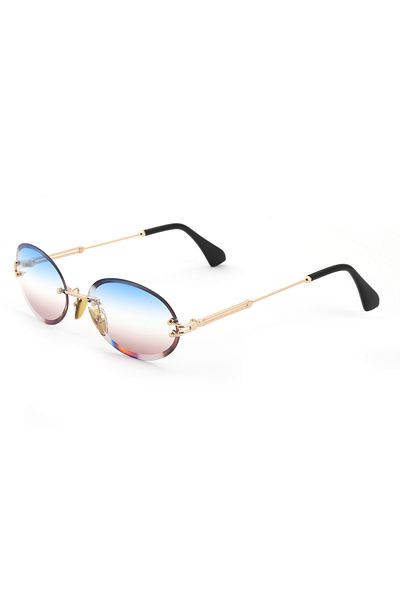 Angel Eyes Rimless Gradient Blue-Pink Sunglasses,