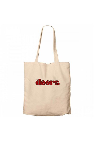 Z zepplin The Doors Logo Red Cream Zippered Cloth Bag Gabardine