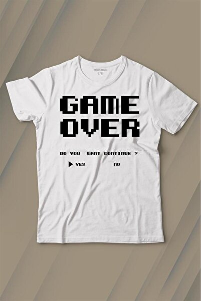 Kendim Seçtim Game Over Atari Retro Pixel Igra Štampano Majica za Decu T-shirt