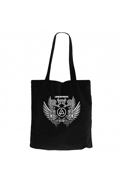Z zepplin Linkin Park Wings Black Canvas Tote Bag