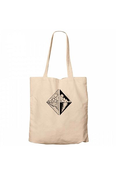 Z zepplin Triangle Mountains Scenery Cream Zippered Cloth Bag Gabardine