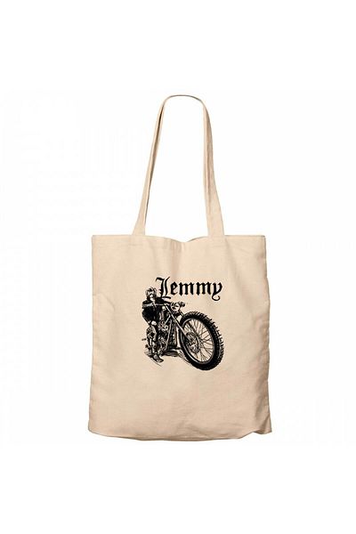 Z zepplin Motörhead Lemmy Kilmister Motorbike Cream Zipper Cloth Bag Gabardine