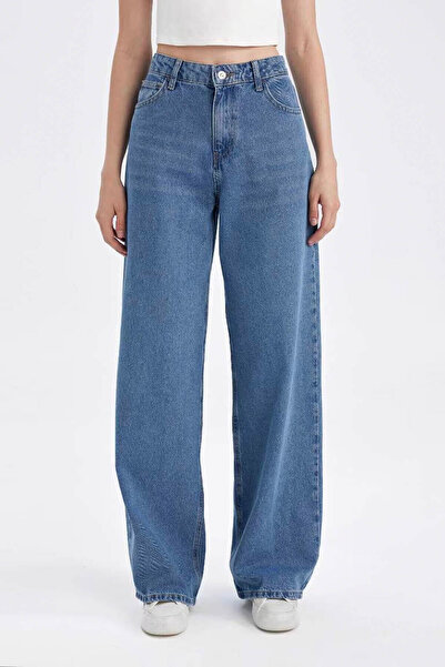 DeFacto Wide Leg High Waist Long Jeans Washed Pants D8102Ax24Au