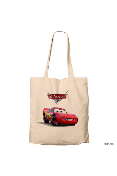 Z zepplin Lightning Mcqueen Cream Zippered Cloth Bag Gabardine