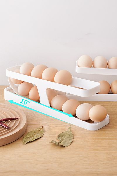 Fesya Home 2 Tier Roll Egg Storage and Refrigerator Organizer