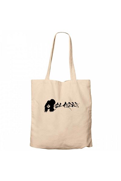 Z zepplin Slash Portrait Logo Cream Canvas Tote Bag