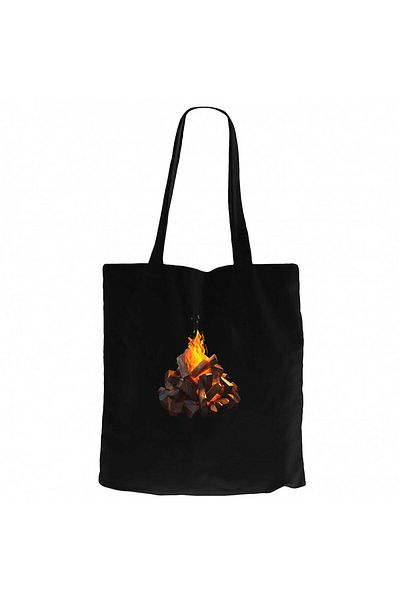 Z zepplin Camp Fire Black Canvas Tote Bag
