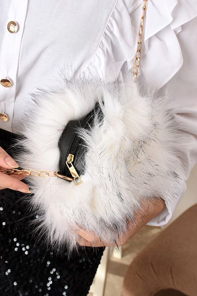 ESTUTE Soft Touch: Geantă elegantă cu blană Geantă cu lanț încrucișat