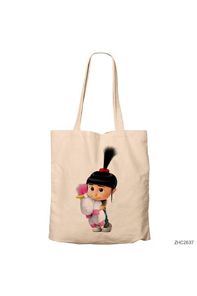 Z zepplin Despicable Me Agnes And Fluffy Cream Canvas Tote Bag
