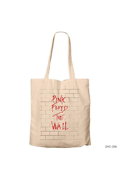 Z zepplin Pink Floyd the Wall Cream Zippered Cloth Bag Gabardine