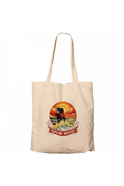 Z zepplin Horse Running in the Sea Cream Zippered Cloth Bag Gabardine