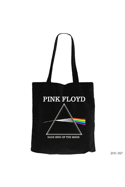 Z zepplin Pink Floyd Dark Side Black Canvas Tote Bag