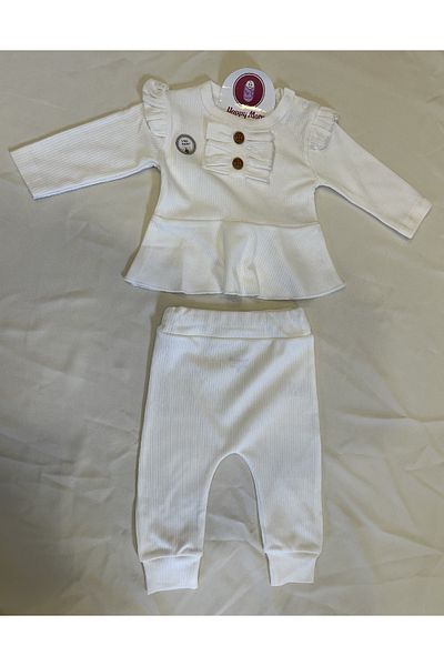 HappyMom Ruffled Buttoned Girl's Set