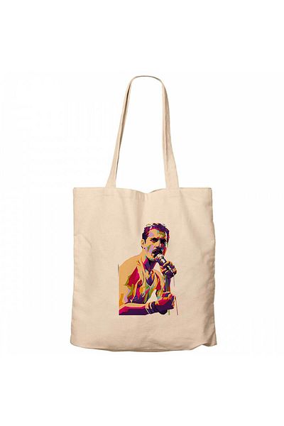 Z zepplin Queen Freddie Mercury Portrait Cream Zippered Cloth Bag Gabardine