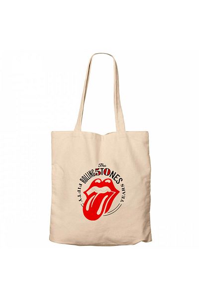Z zepplin The Rolling Stones 50 Years Cream Canvas Tote Bag