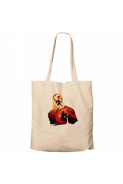 Z zepplin Τσάντα God of War Kratos Silhouette Cream Canvas Tote