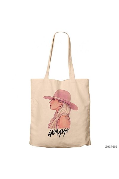 Z zepplin Lady Gaga 1 Κρεμ πάνινη τσάντα