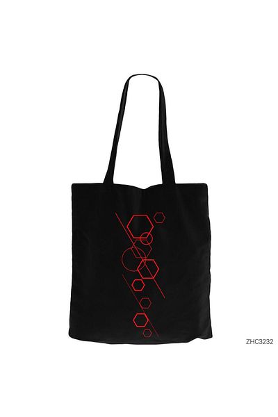 Z zepplin Modern Shapes Black Canvas Tote Bag