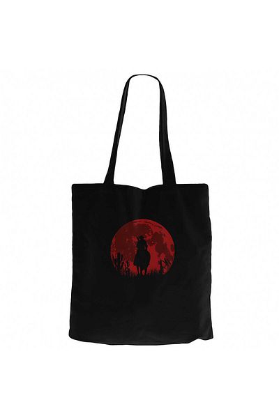 Z zepplin Red Dead Redemption 2 Red Moon Μαύρη υφασμάτινη τσάντα με φερμουάρ Gabardine