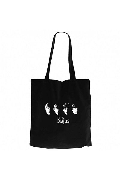 Z zepplin Οι Beatles συναντούν τους Beatles! Μαύρη υφασμάτινη τσάντα με φερμουάρ Gabardine