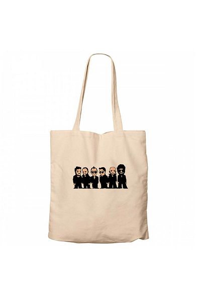 Z zepplin Linkin Park Minutes Cartoon Cream Zippered Cloth Bag Gabardine