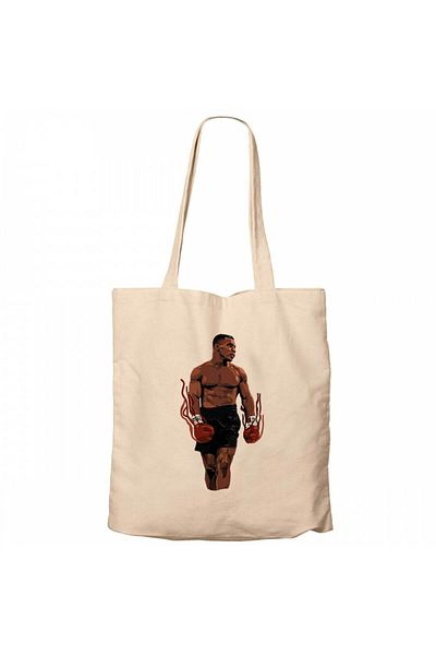Z zepplin Mike Tyson Fire Boxing Gloves Cream Canvas Tote Bag