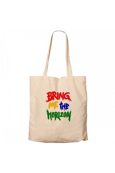 Z zepplin Bring Me the Horizon Rainbow Cream Zippered Cloth Bag Gabardine