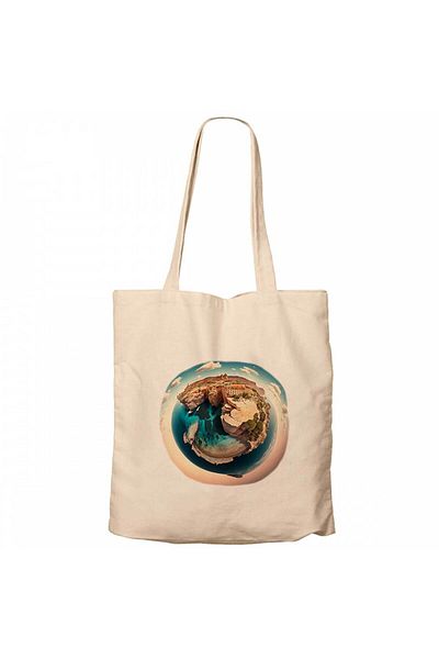 Z zepplin Planet Cream Zippered Cloth Bag Gabardine
