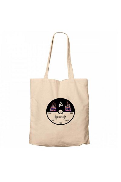 Z zepplin Linkin Park Plaque Cream Zippered Cloth Bag Gabardine