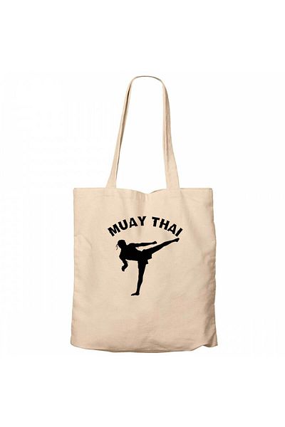 Z zepplin Karate Muay Thai Silhouette Cream Zippered Cloth Bag Gabardine