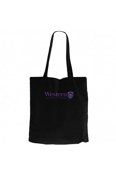 Z zepplin Western University Purple Logo Black Zippered Cloth Bag Gabardine