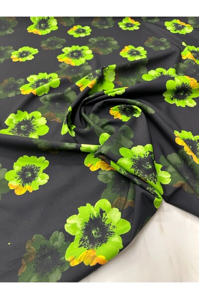 ipekkumaş قميص من قماش الكريب بنمط الشمر الأخضر يباع بالقطعة 1 قطعة 1 متر