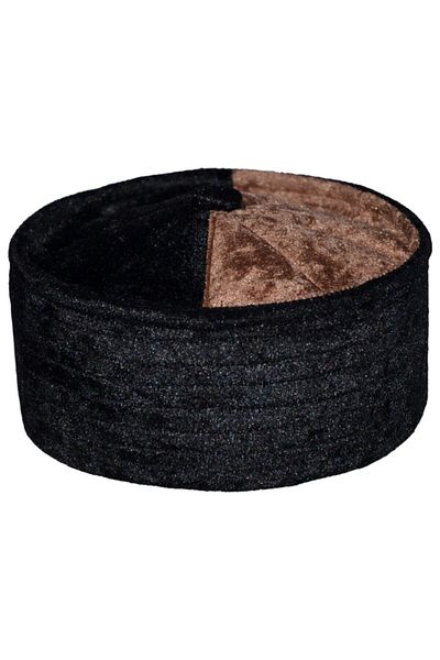 şahinbak Black Brown Velvet Skullcap, Black Fes, Brown Hat Black Beret, Skullcap, Black Skullcap T090