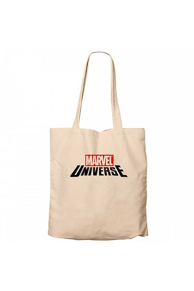 Z zepplin Marvel Universe Logo Cream Zippered Cloth Bag Gabardine