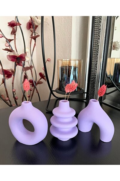 Orange Atelier 3'lü minimal vazo set,dekoratif saksı