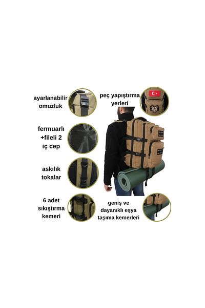 KRC BAGS λειτουργική αθλητική τσάντα ορειβασίας και τακτικής εξωτερικού χώρου