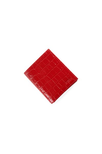 Desa Linoa Red Women's Crocodile Printed Leather Wallet