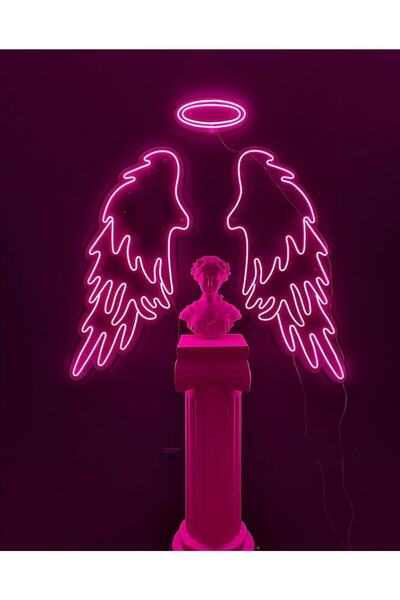 ARYA LİNA DESİGN Büyük Melek Kanadı Neon Led Dekor Açma Kapama Düğmeli