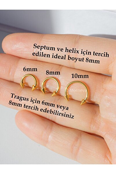 MORNEVA Cerrahi Çelik | Minik Sivri Uçlu Yarım Halka Helix Tragus Kıkırdak Septum Piercingi (1 Adet)