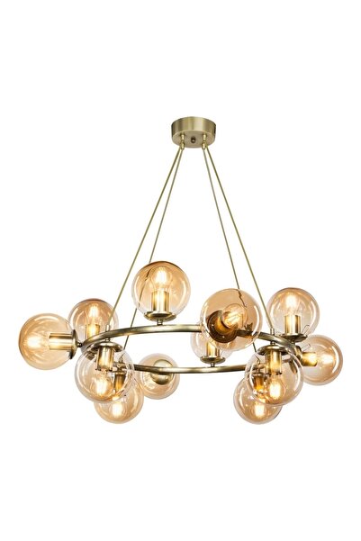 NZL Lighting Yuvarlak Siyah Gold Modern Salon Avize