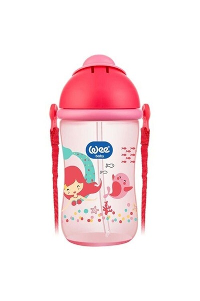 Wee Baby 171 كوب مزخرف بالقش 380 مل 6 أشهر - أحمر