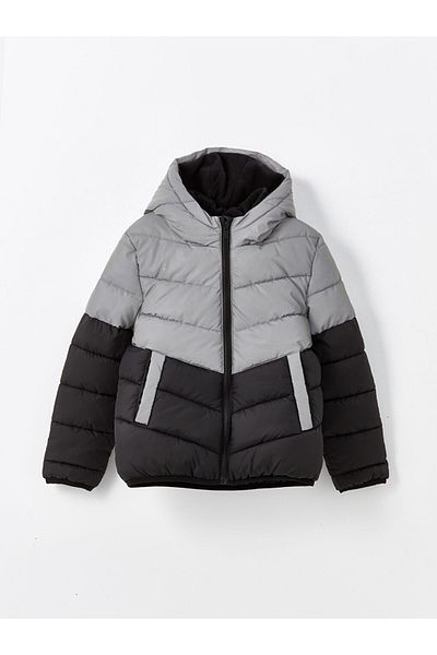 LC Waikiki Lcw Kids Hooded Reflector Detailed Boy's Puffer Jacket