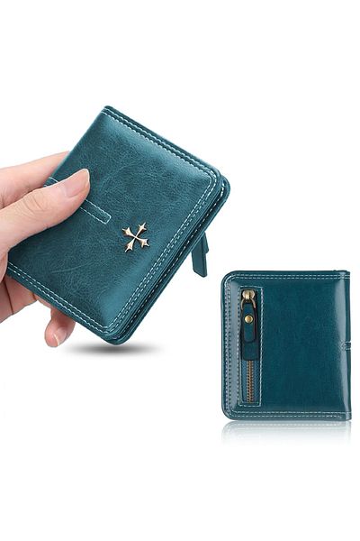 baellerry Green Mini Women's Wallet - Vegan Leather with Coin Eyes and Loose Card Holder