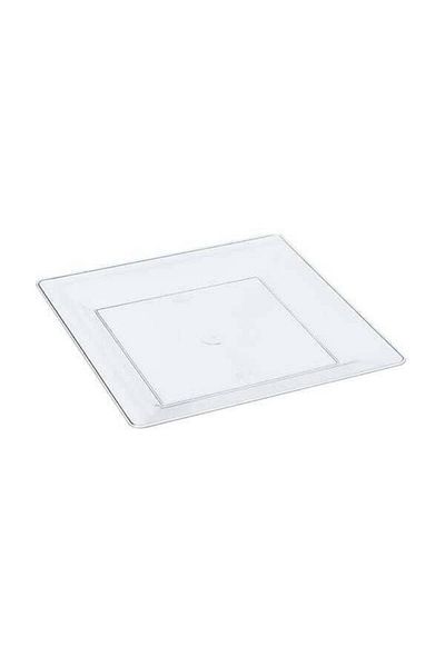 kidspartim Plastic Porcelain Look Square Clear Plate 22 cm 10 Pieces