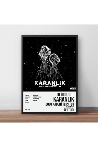 Orendart Dolu Kadehi Ters Tut - Karanlık Albüm Spotify Çerçeveli Poster Tablo