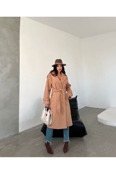 MODA Kadın Uzun Kaşe Kaban