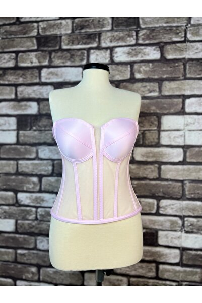 Metay Design Pink Transparent Tulle Bodice - Split Neck Model